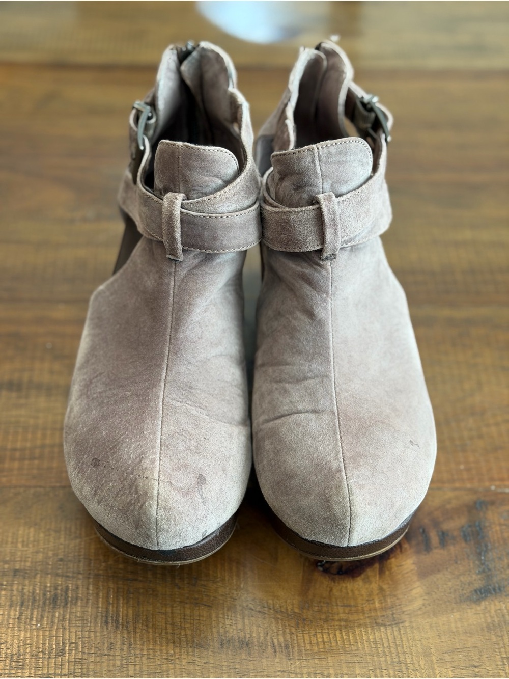 Yellow Box Taupe Suede Ankle Boots with Buckle Strap